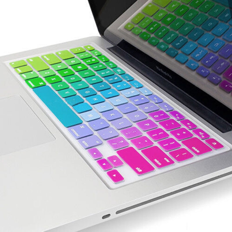 Siliconen bloem decal regenboog toetsenbord cover toetsenbord skin protector voor apple mac macbook 13 15 17 dunne toetsenbord cover skins