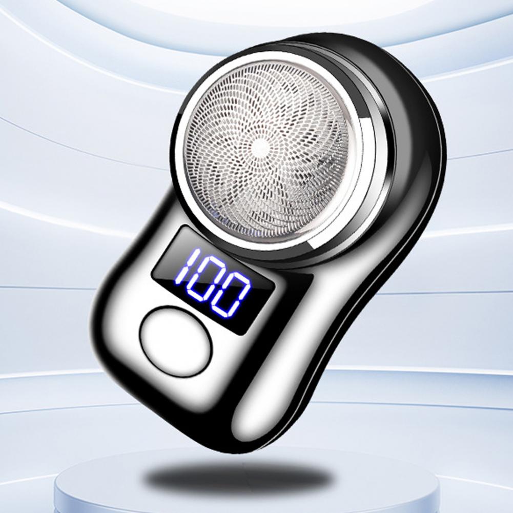 Beard Trimming Device Usb Rechargeable Portable Electric Shaver with Led Battery Display for Men Waterproof Mini Travel Rotary