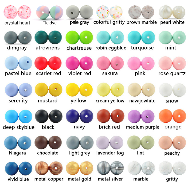 100Pcs/lot 15MM Round Shape Silicone Beads Food grade silicone Bpa free For Keychain Necklace Accessories for making jewelry