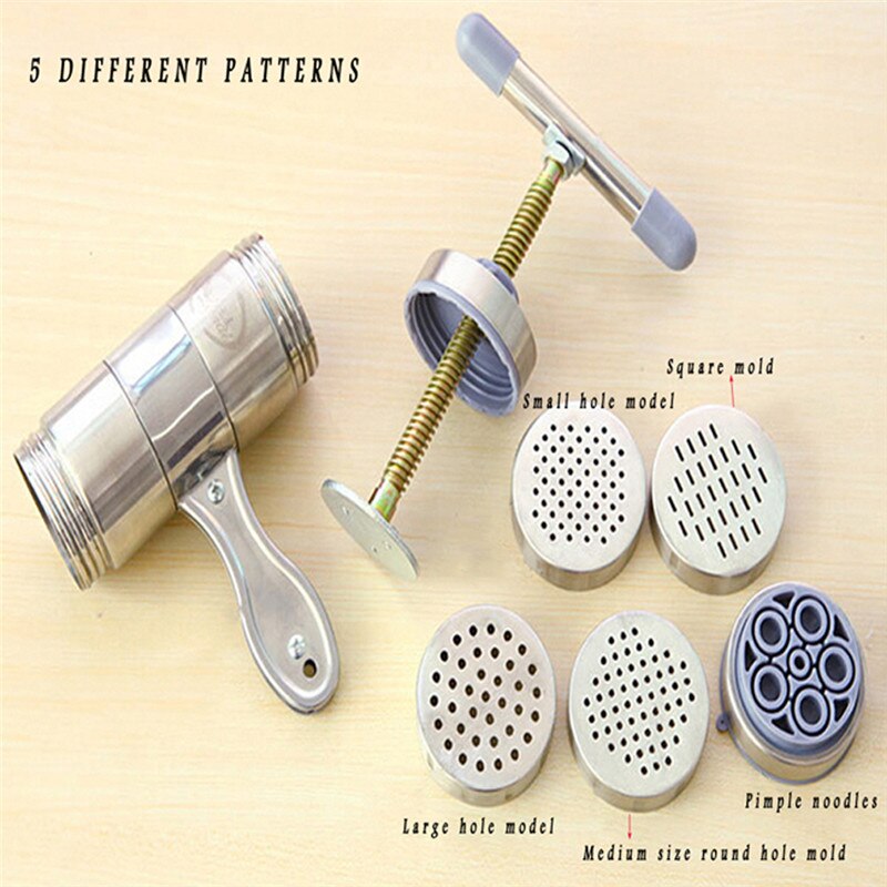 Fabricante de macarrão manual que faz espaguete utensílios de cozinha macarrão manual imprensa máquina macarrão manivela cortador frutas juicer panelas: 5 Mold heads