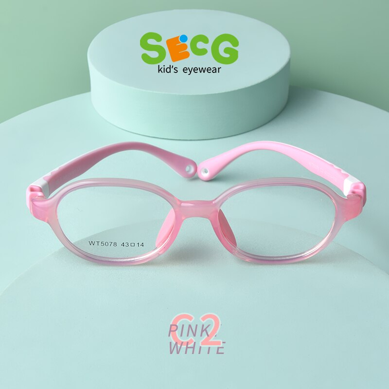 Secg, monturas de silicona para gafas para niños y niñas, estudiantes, monturas para miopía súper ligeras y cómodas con gases: Caqui