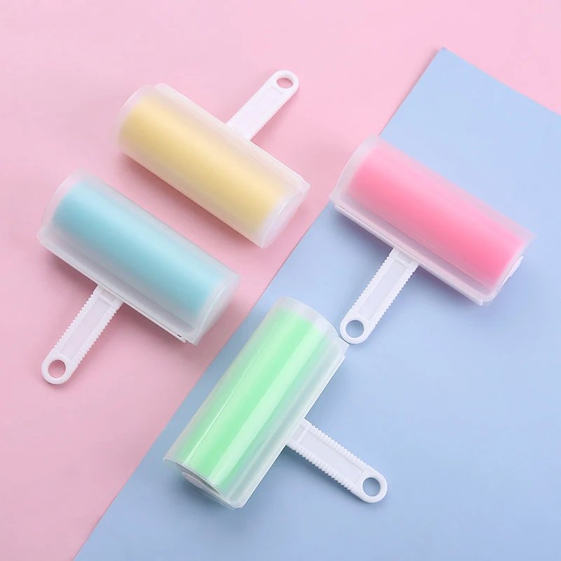 Rollo de pelo pegajoso para ropa, rodillo adhesivo para pelusas, eliminador de polvo, cepillo de limpieza de alfombras de plástico, rodillo adhesivo reutilizable lavable