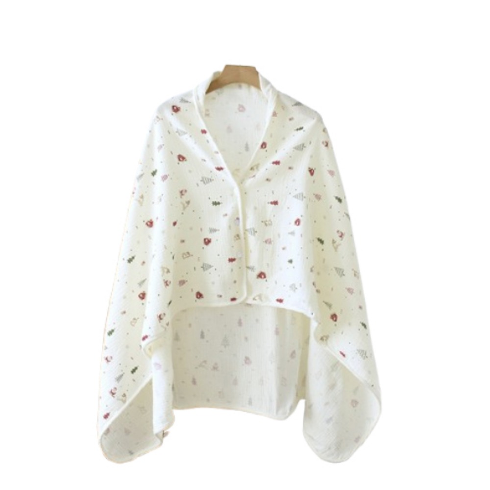 Bloemen bedrukte katoenen moeder Cape deken ademend warm houden borstvoedingshoes voedingshoes zachte outdoor voedingshanddoek: Bruin