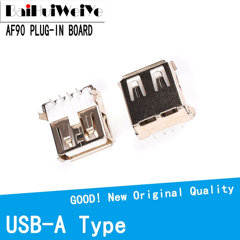 20Pcs/LOT USB Type A Standard Port Female Solder Jacks Connector PCB Socket USB-A type AF90 90 degree female USB