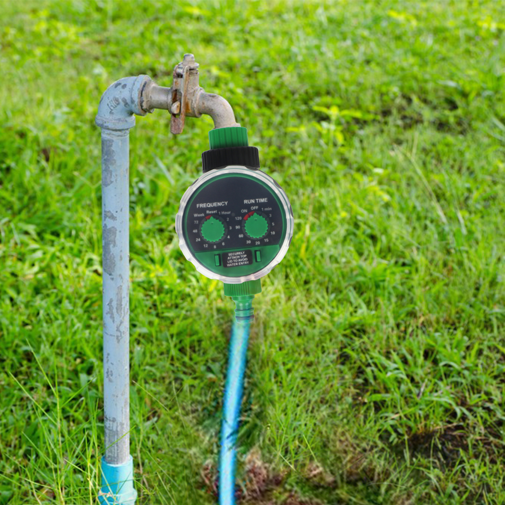 Two Dial Garden Automatic Irrigation Controller Electronic Water Timer Drip Irrigation System Battery Operated Ball Valve 21025