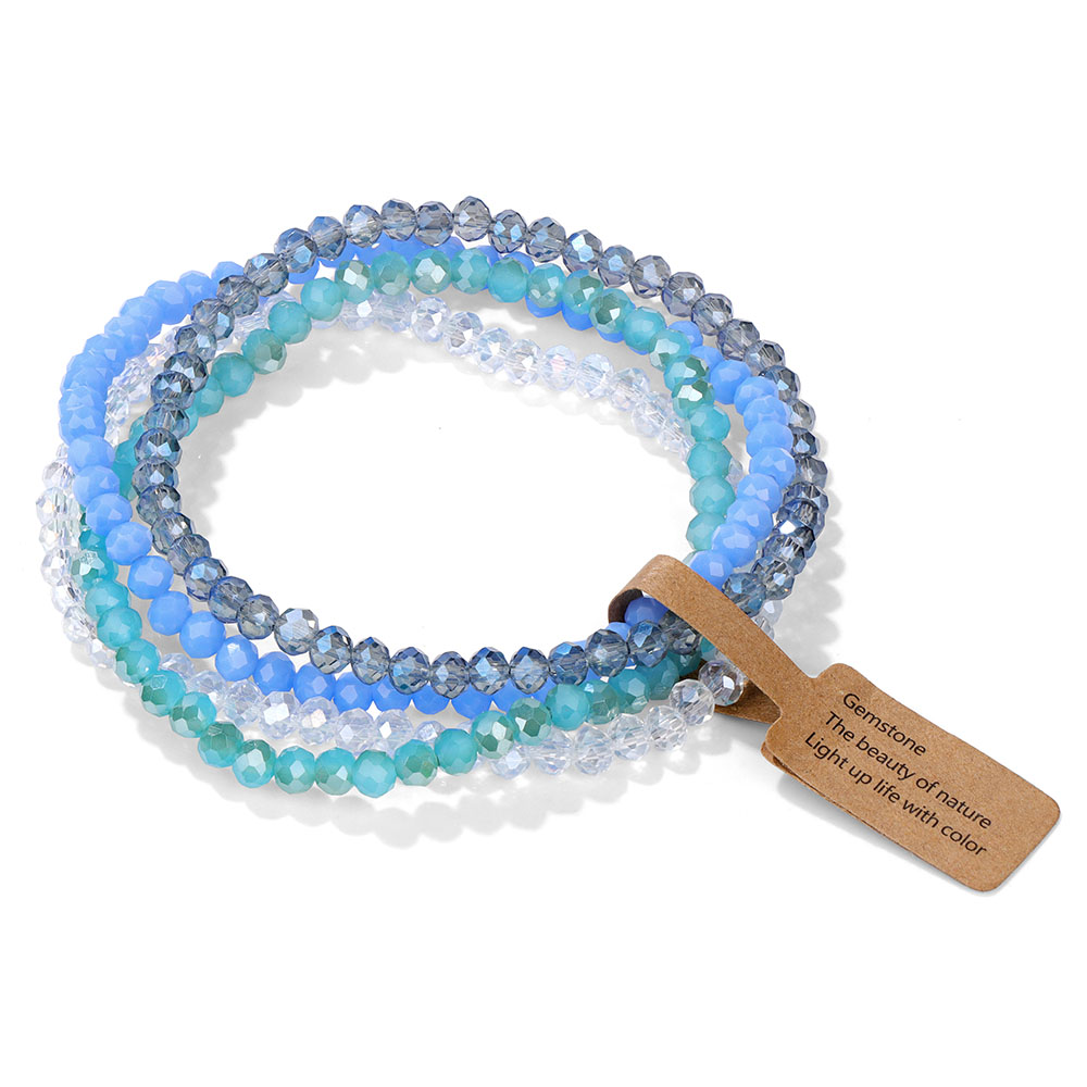 4 Uds. Pulseras de cristal brillantes para mujeres y hombres, pulsera de cuentas de cristal de serie colorida con etiqueta de deseos para el mejor amigo, de joyería