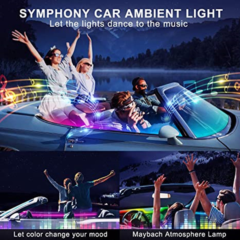 Full Color Streamer Car Ambient Lights RGB 64 Color Universal LED Interior Hidden Acrylic Strip Symphony Atmosphere Lamp 18 in 1