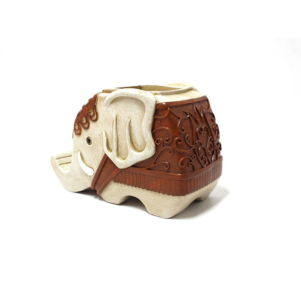 Elephant Shape Pen Pencil Holder with Cell Phone Stand Resin Desk Organizer Desk Decor Home Office Decoration Birthday