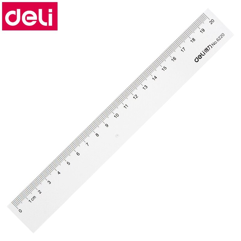 1PCS Deli 6220 Office Desk plastic ruler straight ruler 20cm 30cm 40cm