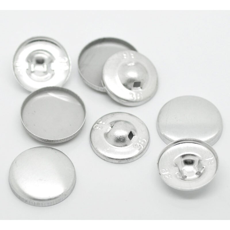 100 Sets Aluminum Tone Backs Cover Metal Buttons 21mmx21mm(7/8"x7/8") 20mmx20mm( 6/8"x 6/8") (B19227)