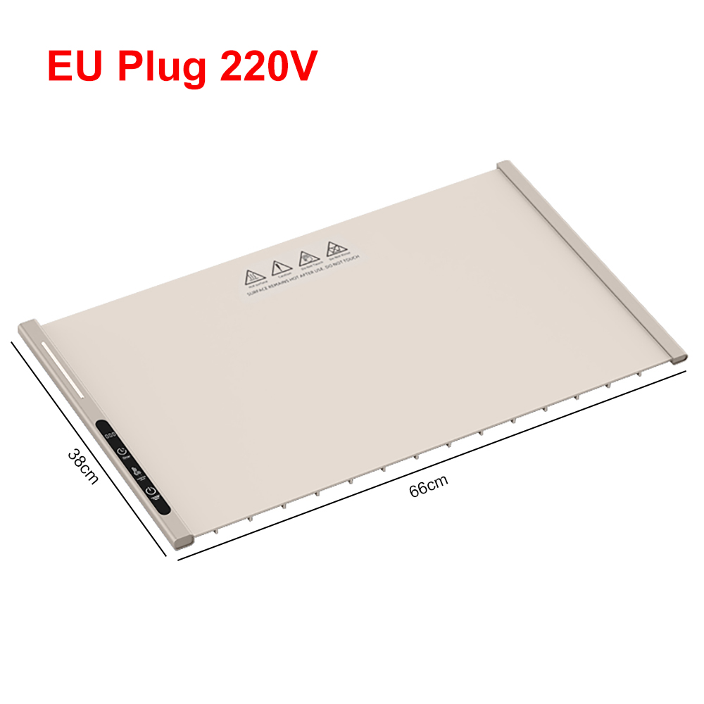 Elektrisk madvarmebakke hurtig konstant varmemåtte bærbar foldbar varm bakke med 8 temperaturindstillinger madvarmerplade: Hvid