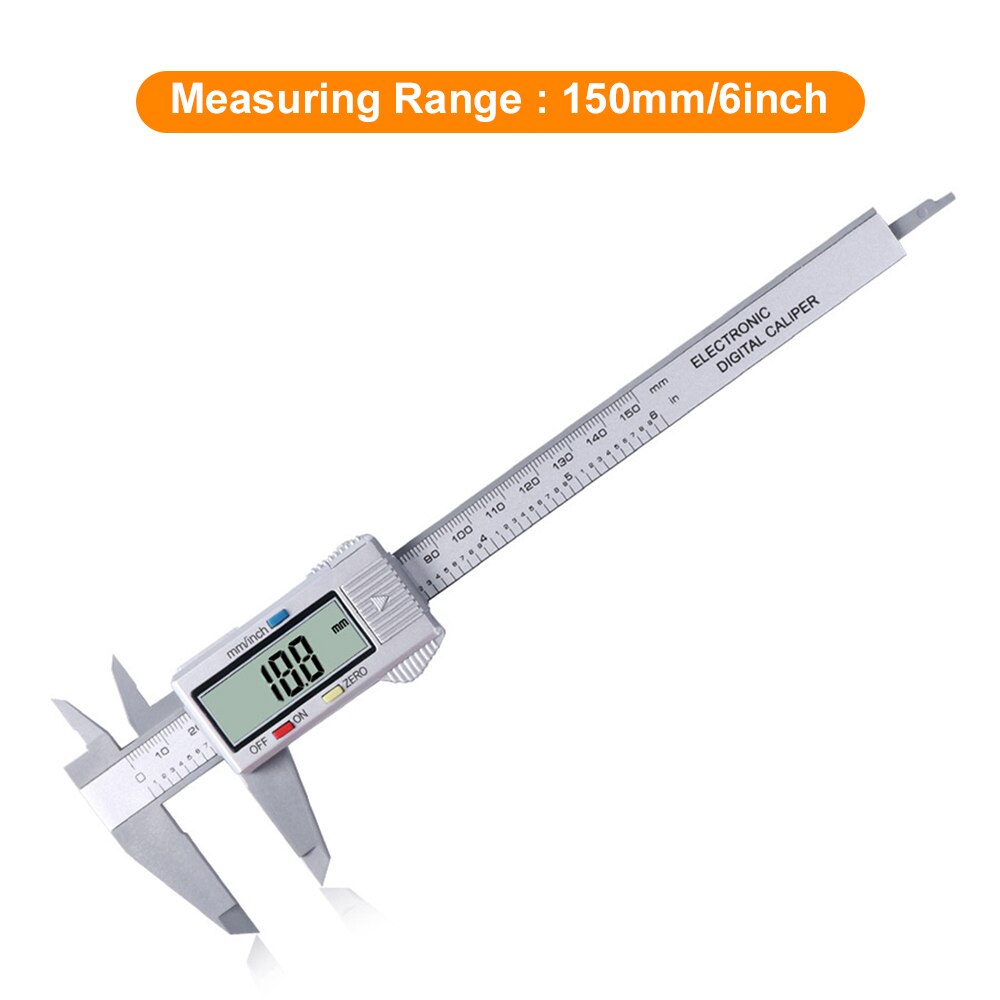 6 inch Digital Caliper Electronic Vernier Caliper 100mm 150mm Calliper Micrometer Digital Ruler Measuring Tool 0.1mm Gauge: 150mm Silver