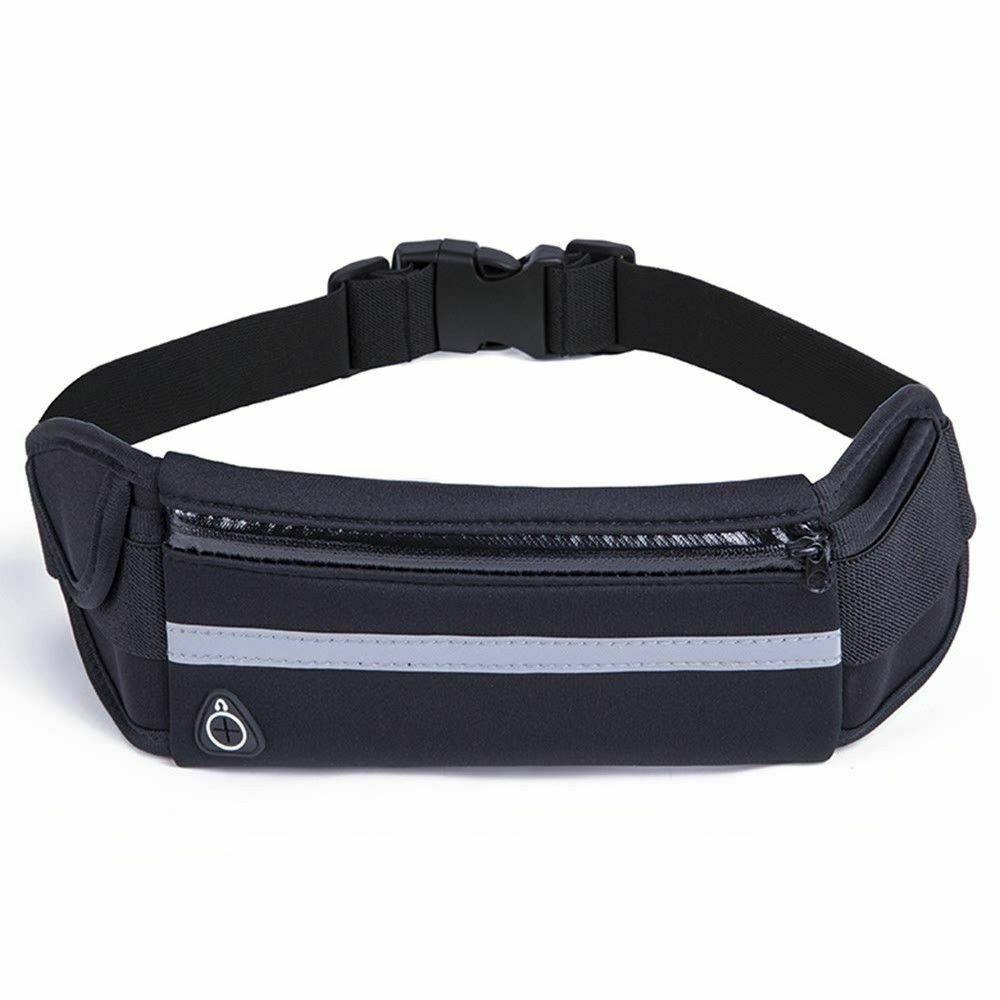 Women Men Unisex Sports Waist Pack Casual Running Belt Gym Waist Pouch Runners Bum Bag Jogging Phone Holder: Black