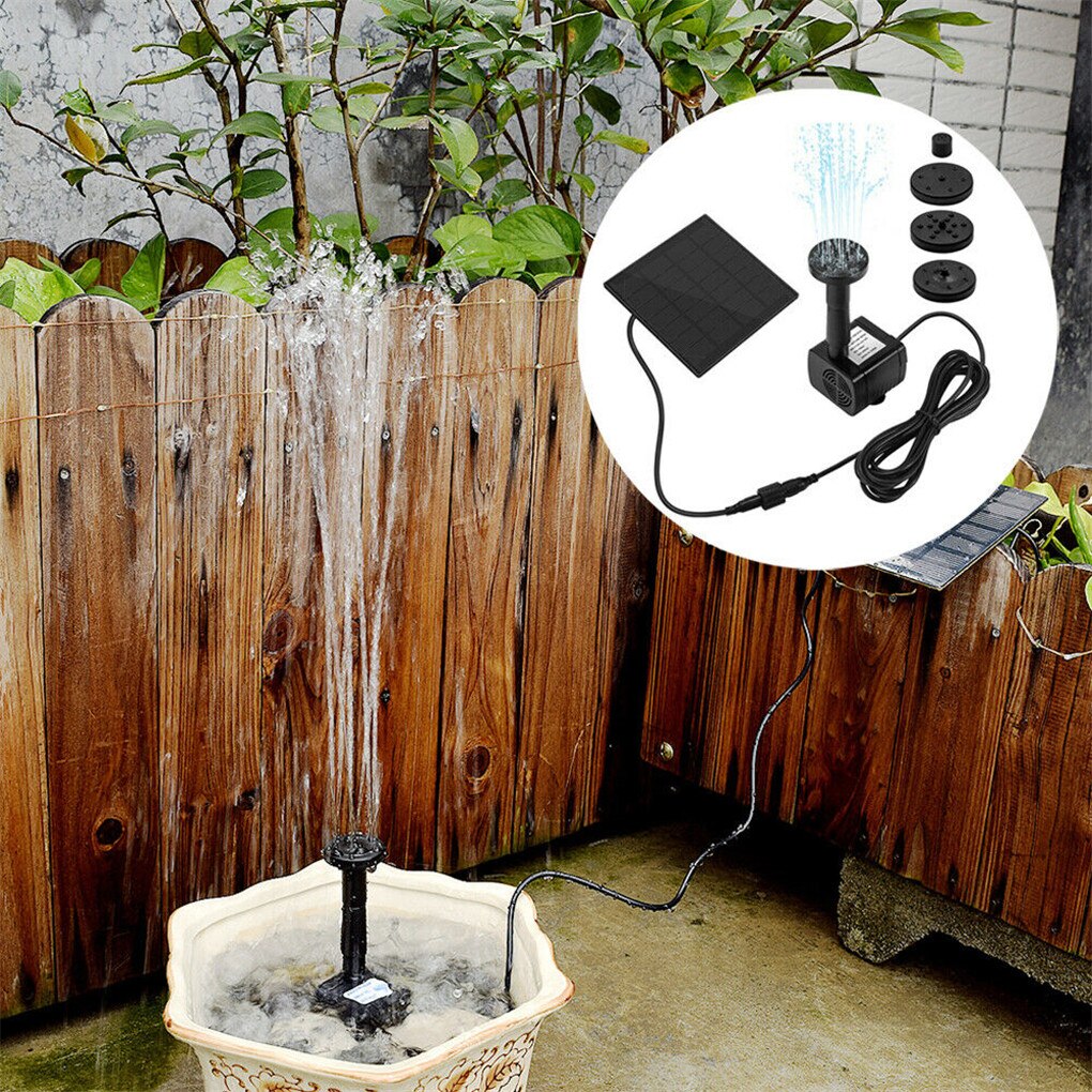 Solar Powered Water Fountain Pool Pond Water Sprinkler Sprayer with Water Pump &amp; 3 Spray Heads for Pool Pond Garden