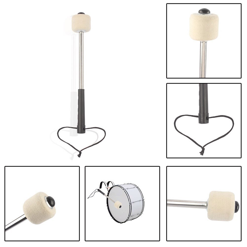 2Stck Bass Trommel Hammer Filz Kopf Schlagzeug SchläGel Timpani Stöcke Mit Edelstahl Griff Schlinge Trommel Schläger Zubehör