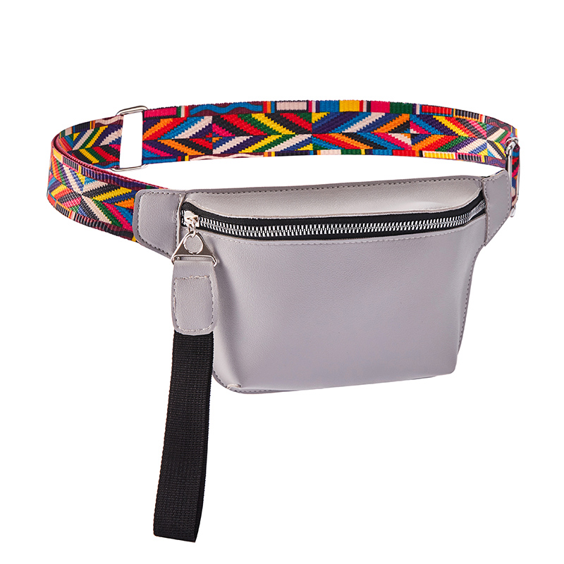 Womens Waist Bag PU Leather Waist Bag Bohemian Belt Bag Female Casual Phone Bag Black Pech: Gray