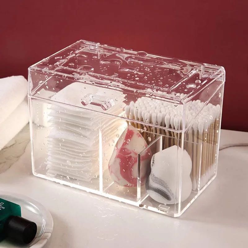 Odporna na kurz akrylowe płatki kosmetyczne organizator pudełko na przybory robić makijażu dla wacików/piękny mikser uchwyt z pokrywa 4 kraty dachowe robić zatrzymywania pojemnik na kosmetyki