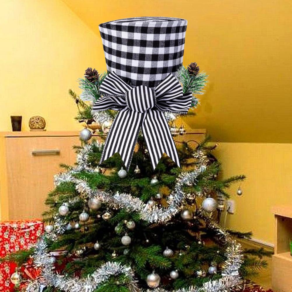 Tree Topper Decor Fabric Tree Topper Hat Lightweight Festive Touch Attractive Large Farmhouse Xmas Tree Topper Hat