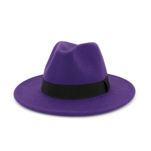 Ademend Effen Kleur Klassieke Zwarte Elastische Fedora Hoed Unisex Wolvilt Jazz Hoeden Mannen Vrouwen Brede Rand Panama Trilby cap: 07