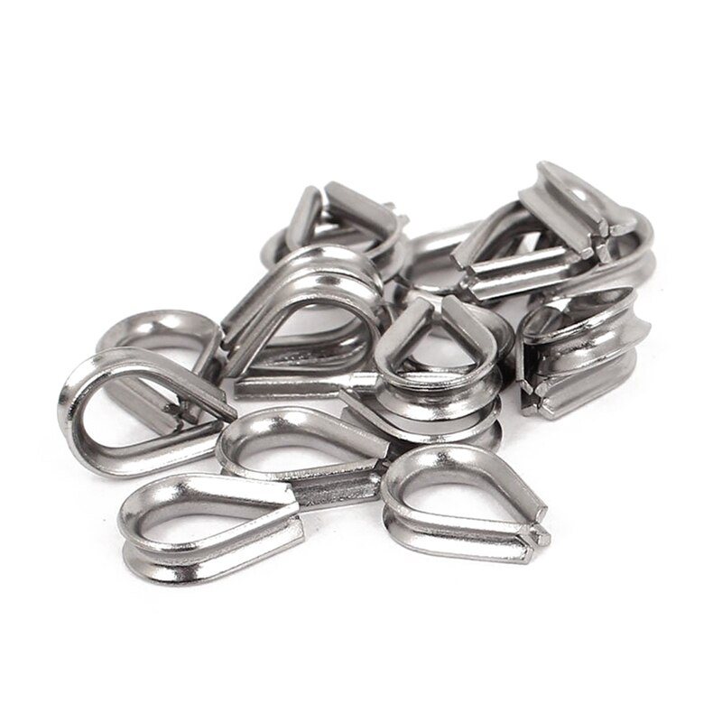 20 Pcs Stainless Steel 2mm Wire Rope Cable Thimbles & 10Pcs 2mm 1/16 Inch Stainless Steel Wire Rope Cable Clamp Fastener