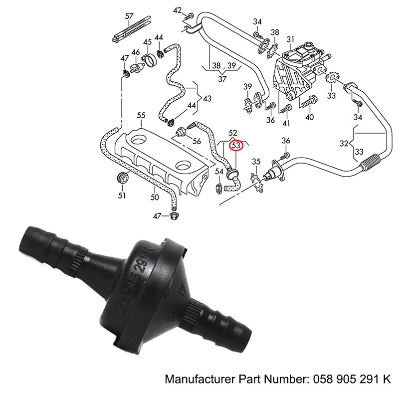 Clapet Anti-retour à Vide Pour Audi A4, TT - Référence 058905291 - Pièce Auto Neuve En Plastique Noir