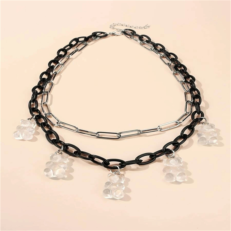 Transparante Beer Hanger Double-Layer Plastic Ketting Met Legering Ketting Vrouwelijke Sleutelbeen Keten Collares Para Mujer Kraag