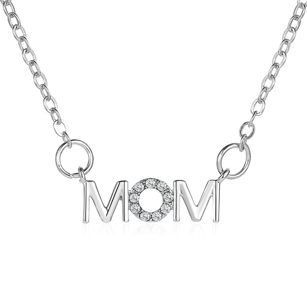 Mother&#39;s Day Letter MAMA Necklace Allergy Free Gold Plated 18 K Stainless Steel Non Tarnish Jewelry for Women Mom: Silver-6