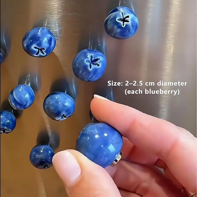 Blueberry Fridge Magnet 3D Realistic Ceramic Fruit Refrigerator Magnets Strong Magnetic Fruit Kitchen Decor Home Office