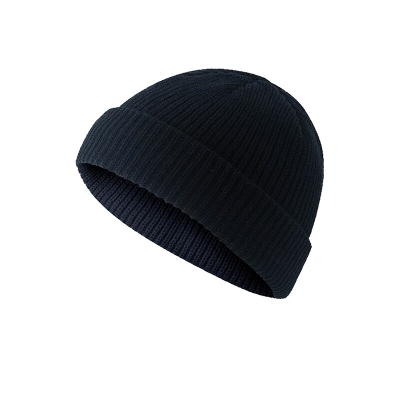 Unisex Winter Geribbelde Gebreide Caps Cuffed Korte Meloen Skullcap Effen Kleur Baggy Retro Ski Docker Beanie Hat Slouchy Classicial: 2