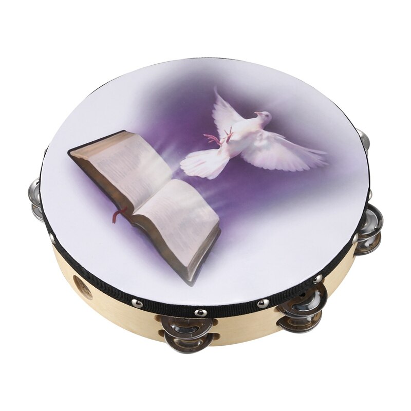 Tambourin en bois 10 pouces, Pigeon, Instrument de Percussion, musique Bible, Double rangée, Jingle