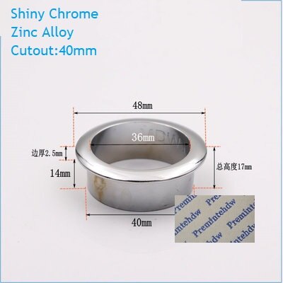 4 stk/parti mat sort krom zink plast skrivebordsbord skrivebordsgennemføring flange kabeludtag ryddeligt ledningshul dæksel pc ledningshåndtering: Zink krom 40mm