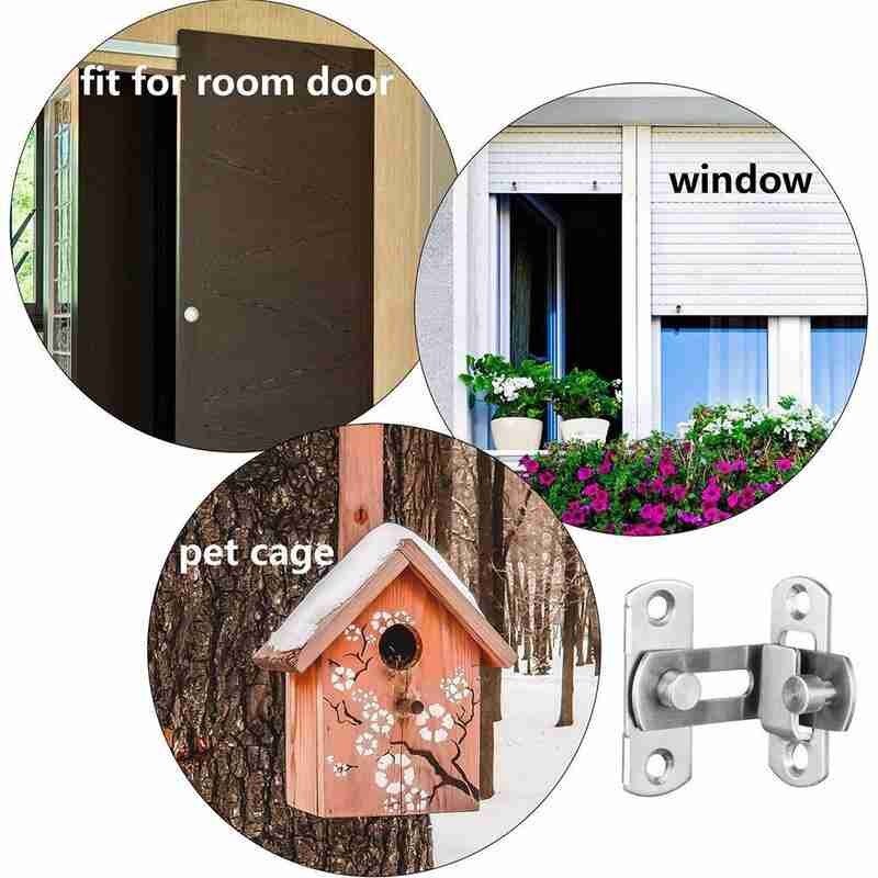 90 Degree Right Angle Stainless Steel Door Latch Hasp Bending Latch Barrel Bolt With Screws For Doors Buckle Bolt Sliding Lock