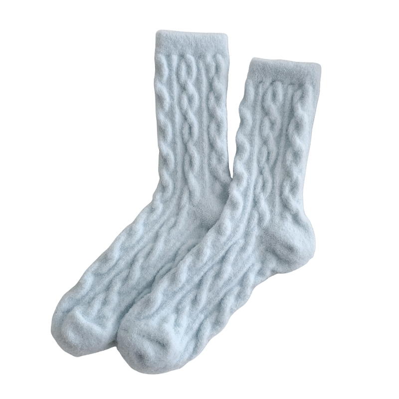 Calcetines cálidos para mujer, japonesa de invierno, calcetines mullidos de Color sólido para niñas, calcetines gruesos y bonitos para el hogar, calcetines suaves Kawaii para otoño