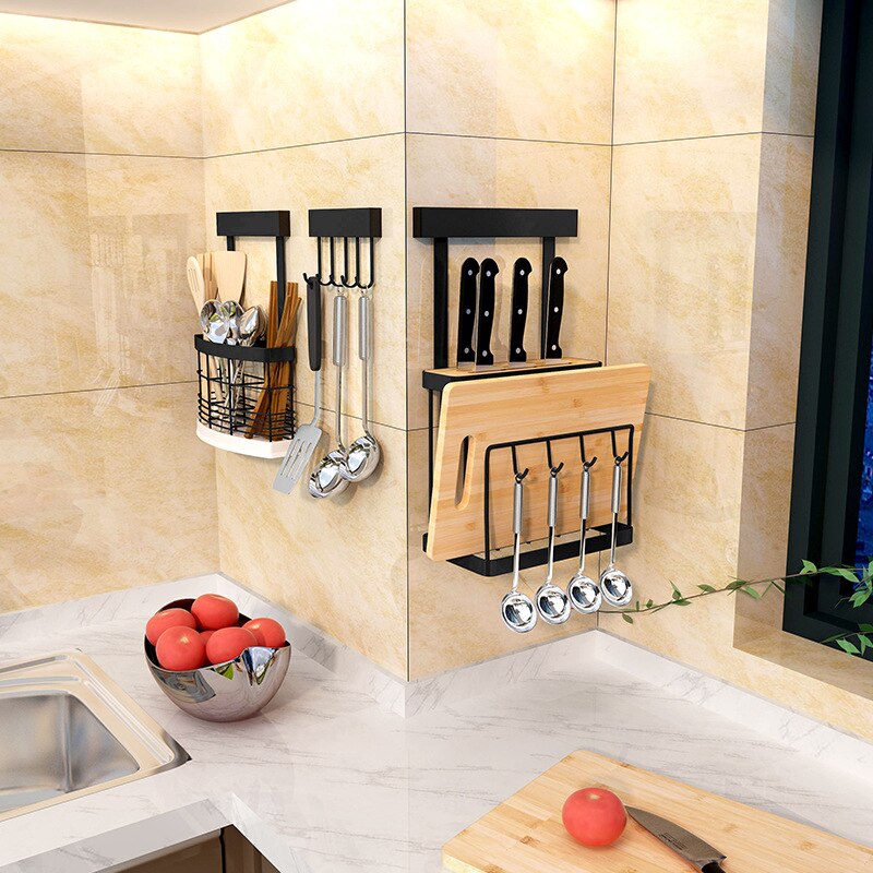 Black Stainless Steel Wall Mounted Kitchen Storage Rack Dish Drainer Plate Drying Pot Cover Cutlery Holder Oragnizer Accessories