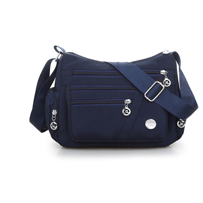 Las mujeres bolsa de Nylon impermeable bolsas de mensajero para mujer bolso de hombro bolso Casual bolsos: dark blue