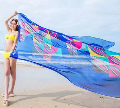 Kvindes chiffon wrap pareo sarong kjole bikini tørklæde strand bikini badetøj cover up tørklæde 200 x 150cm