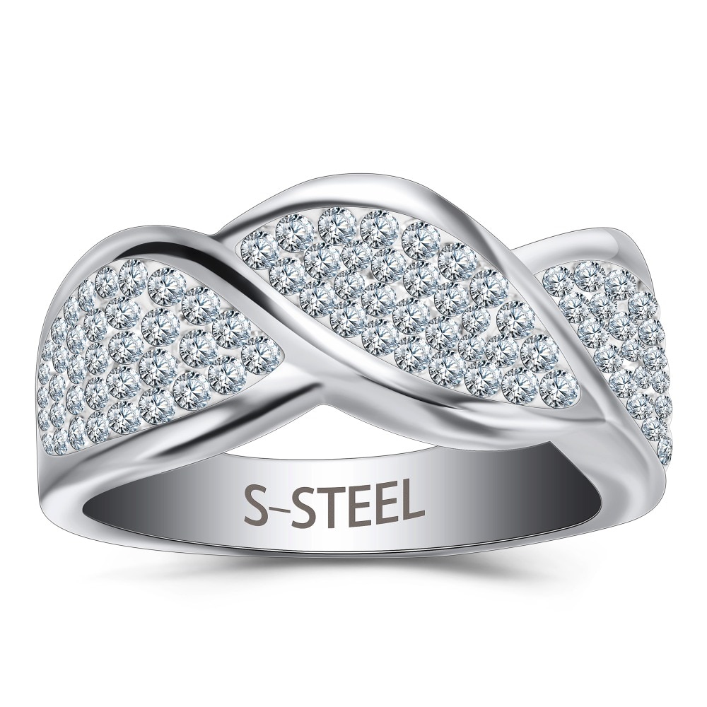 Engagement Ringen Rvs Echte Oostenrijkse Crystal Element Leaf Ring Mode-sieraden