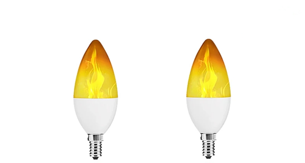 4 stk. led-pejselampe med flammende flimrende effekt, naturlig dekoration, atmosfærelampe, juledekoration  e14/e27 stk.: Hvid