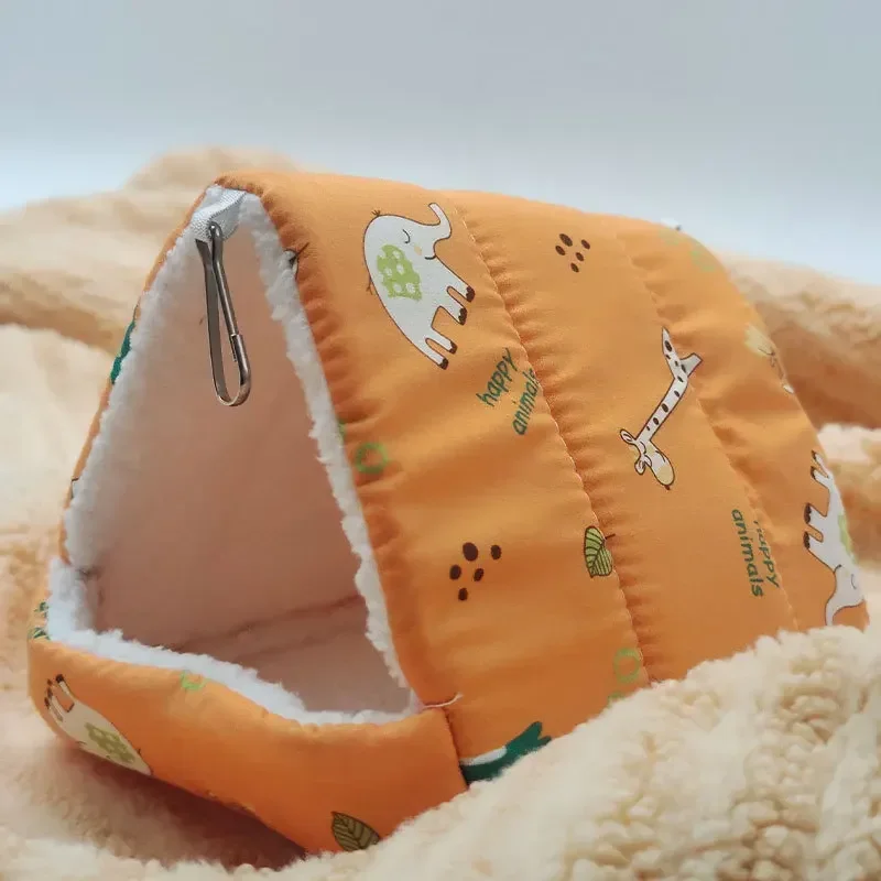 Cómoda casa para hámster, estera cálida, cama para dormir de animales pequeños, nido de conejillo de indias suave, Mini jaula para conejo, estera de ardilla: XL / naranja
