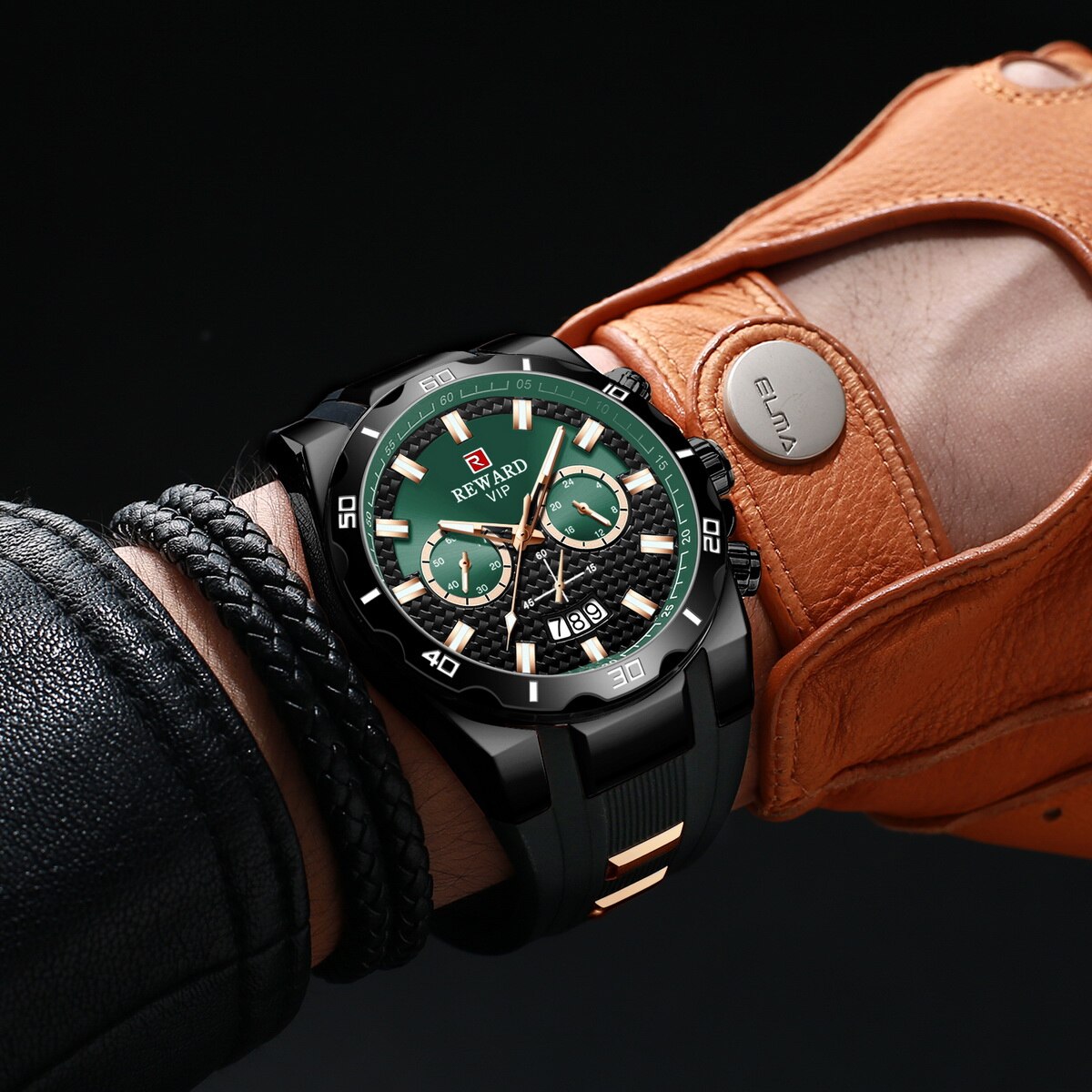 Sport Heren Quartz Horloges Luxe Groene Horloge Voor Mannen Siliconen Horloge Waterdicht Klok Relogio Masculino