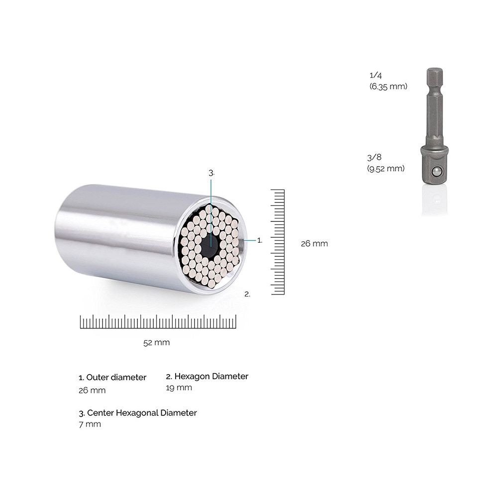 Torque Wrench Head Set Universal Socket Sleeve adapter Power Drill Ratchet Bushing Spanner Key Grip Multi Hand Tools