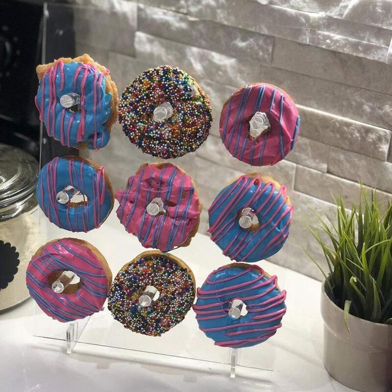 Acryl Donut Muur Display Met Ezel Stand Clear Bagel Donut Houder Board Voor Partijen Sweets Tafels Bruiloft Traktaties