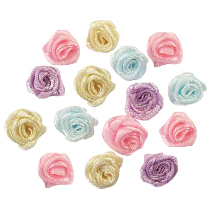 Lucia rzemieślnictwo 50-144 sztuk/worek 10mm satynowa kwiat głowy dziewczyny robić kokardki robić włosów nakrycia głowy robić ubrania DIY rękodzieło B0103: mieszany  144szt