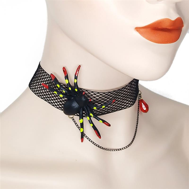 Halloween choker halskæde rhinestone spider web kraveben halskæde charme halskæde til kvinder