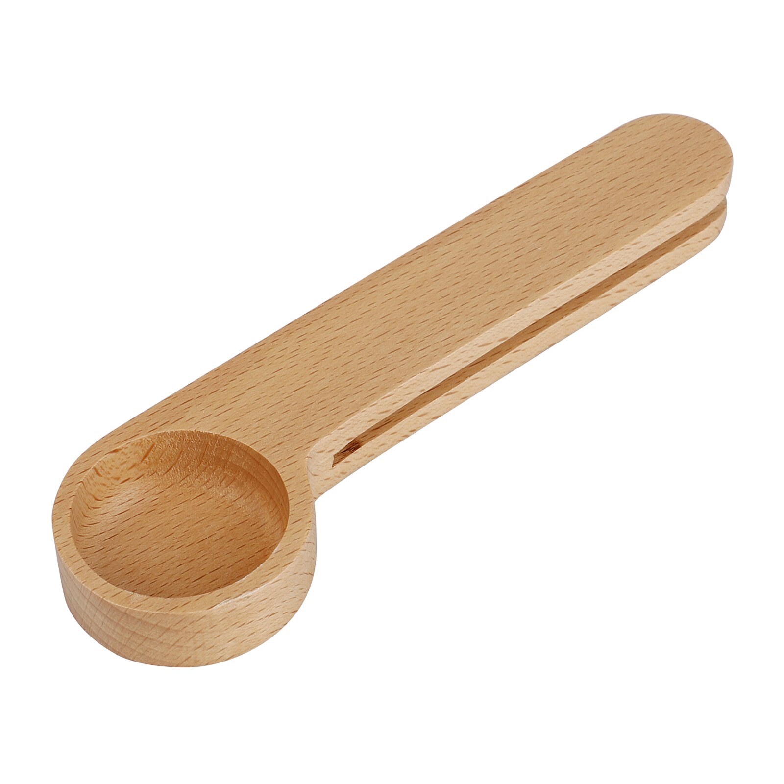 Wooden Measuring Spoon 2 In 1 Handle Scoop Coffee Scoop Seal Bag Clip Spoon Measuring Long Tablespoon Wooden Beech Coffee Tongs: Default Title