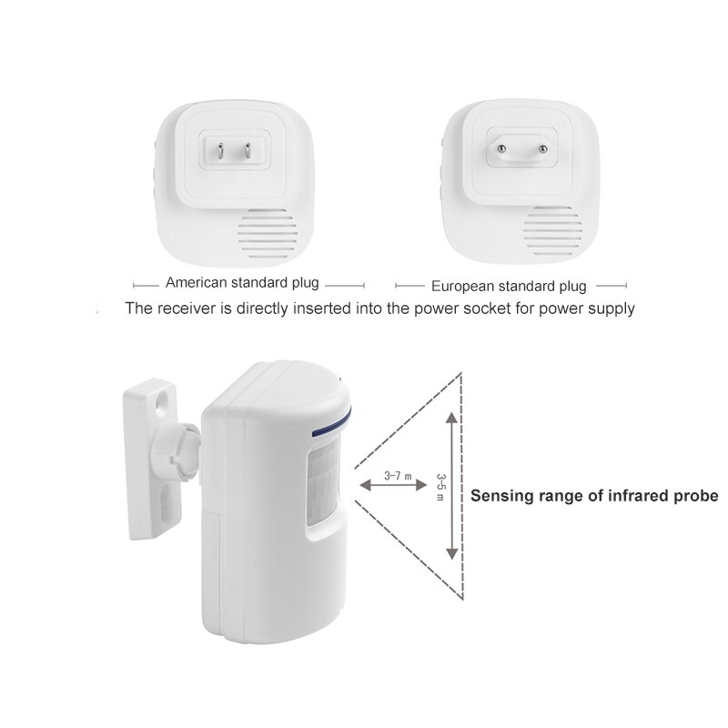 Smart Door Bell Chime Wireless Intelligent Sensor Digital Infrared Human Body Sensor Split Reminder Waterproof Door Bell Alarm