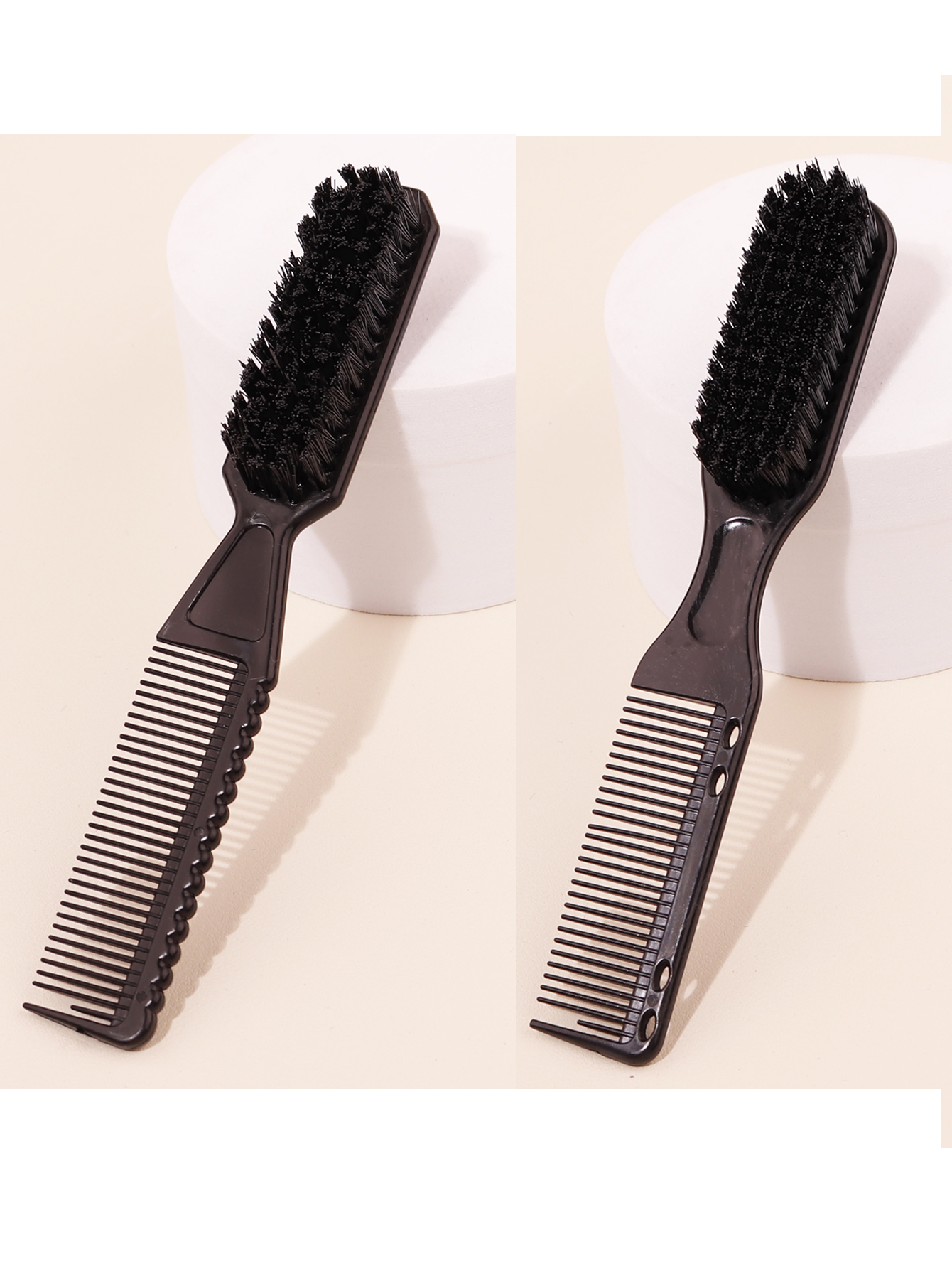 1 Stück doppelseitige Kammbürste, kleine Bart-Styling-Bürste, professionelle Rasierpinsel, Friseur, Jahrgang-Schnitzreinigungsbürste