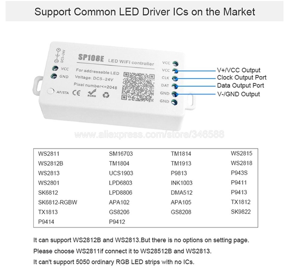 SP108E Magie Farbe Pixel LED Controller WS2812B WS2811 WS2813 LED Streifen Modul Smart App Drahtlose Steuerung iOS Android DC5-24V