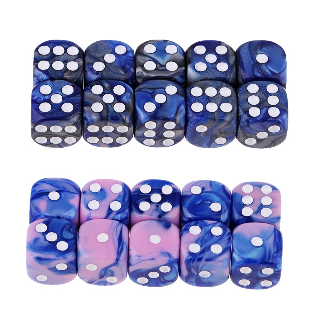 20 st genomskinlig fyrkantig sexsidig tärningssats för rollspel 16mm d6 hartser