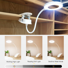 LED Touch Aan/uit Schakelaar 3 Modes Clip Bureaulamp 7000K Oogbescherming Bureaulamp Dimmer Oplaadbare USB led Tafellamp